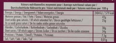 Chocolat de couverture noir 66% - Nutrition facts - fr