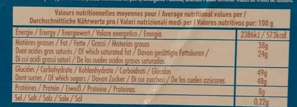 Chocolat de Couverture au Lait Aromatisé - Nutrition facts - fr