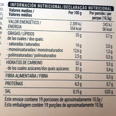Bombones - Nutrition facts - es