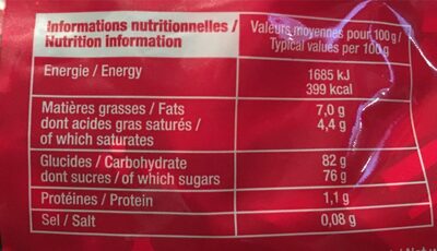 Papillotes au chocolat - Nutrition facts - fr
