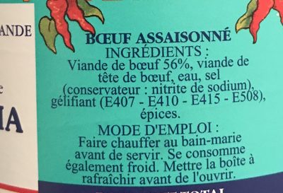 Boeuf Assaisonné Pimenté Sevima - Ingredients - fr