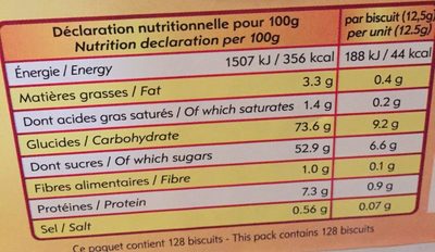 128 Très Gros Cuillers aux Œufs Frais - Nutrition facts - fr