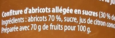 Confiture 70% d'abricot - Ingrédients