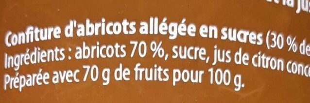 Confiture 70% d'abricot - Ingrédients