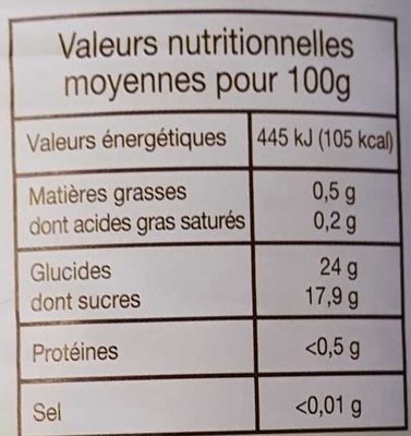 Compote De Pommes Valade 850 Gr, 3 Boîtes - Tableau nutritionnel