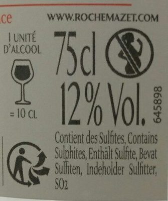 Liste des ingrédients du produit Les accords ROCHE MAZET 75 cl