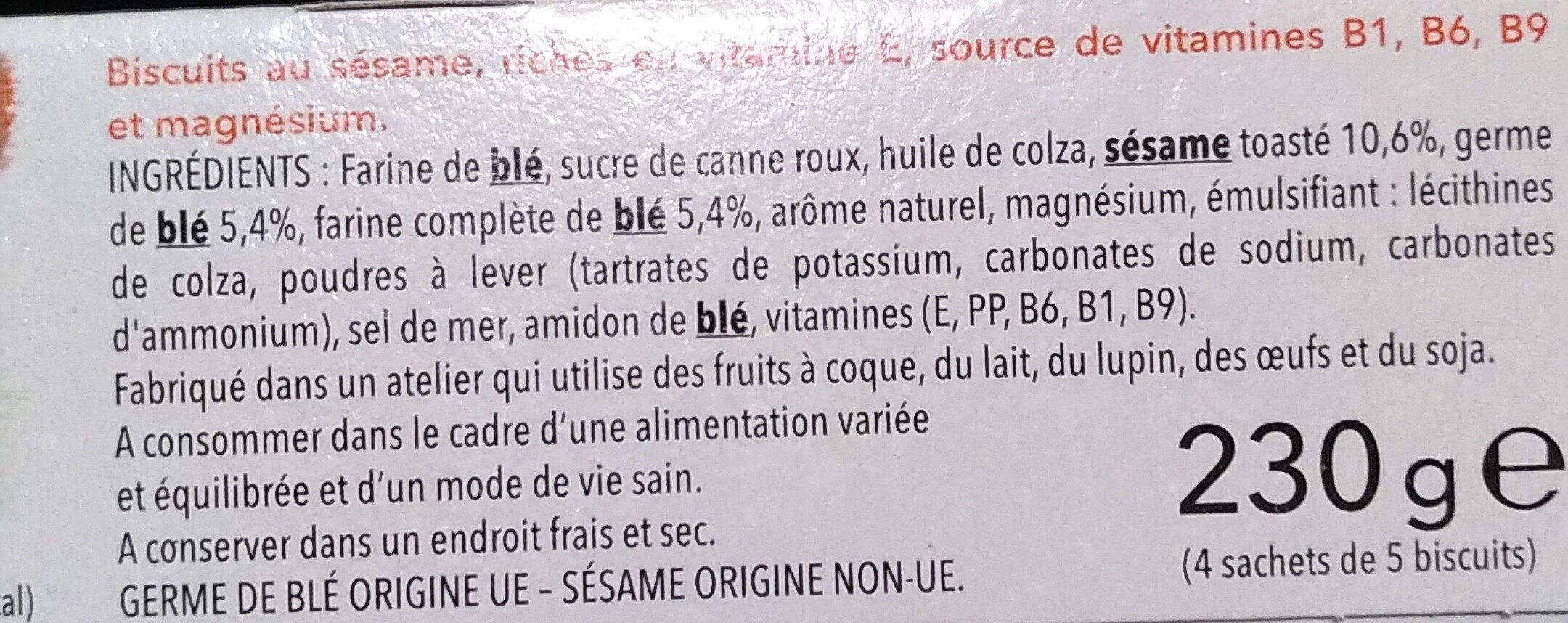 Sésame - Ingredienser - fr