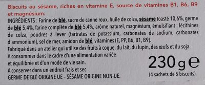 Biscuit Sésame - Ingredients - fr