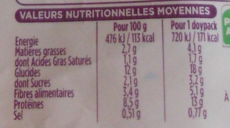 Plat Express : Pâtes à la napolitaine - Nutrition facts - fr