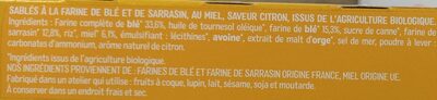 Sablés Miel, Saveur Citron & Sarrasin - Ingrédients