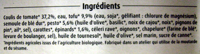 Ravioli d'épinards au Tofu sauce tomate pesto Bio - Ingredients - fr