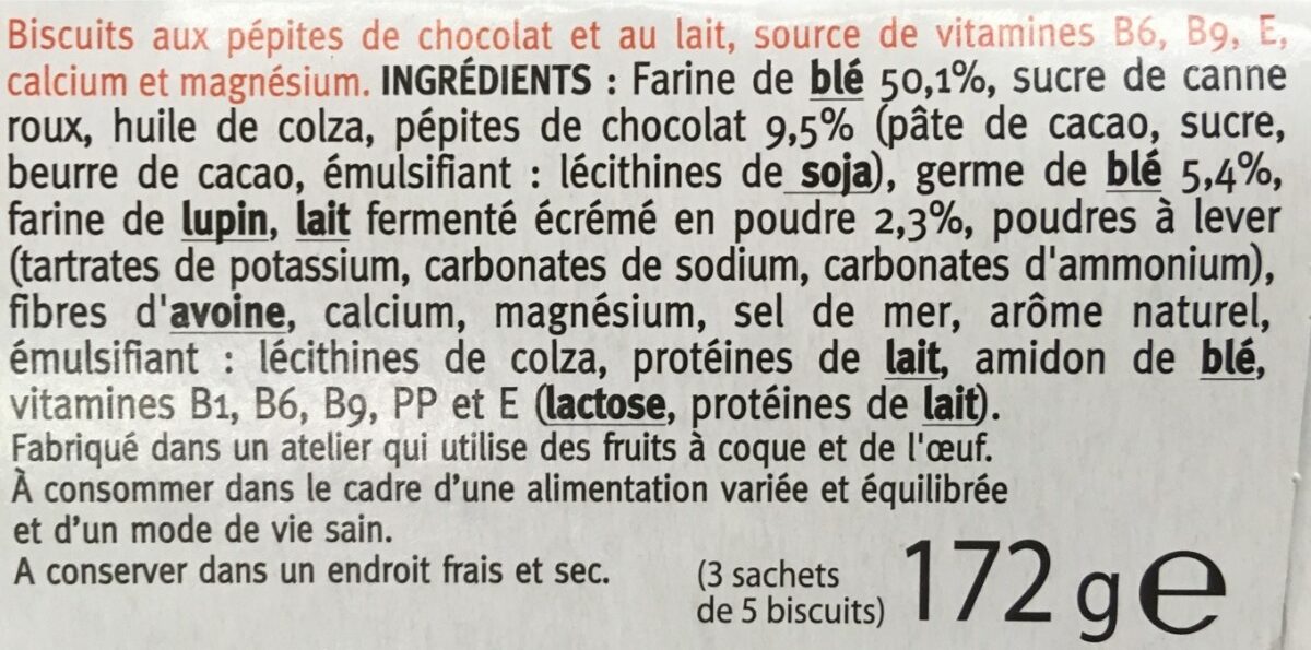 Biscuit lait chocolat Gerblé - Ingredienti - fr