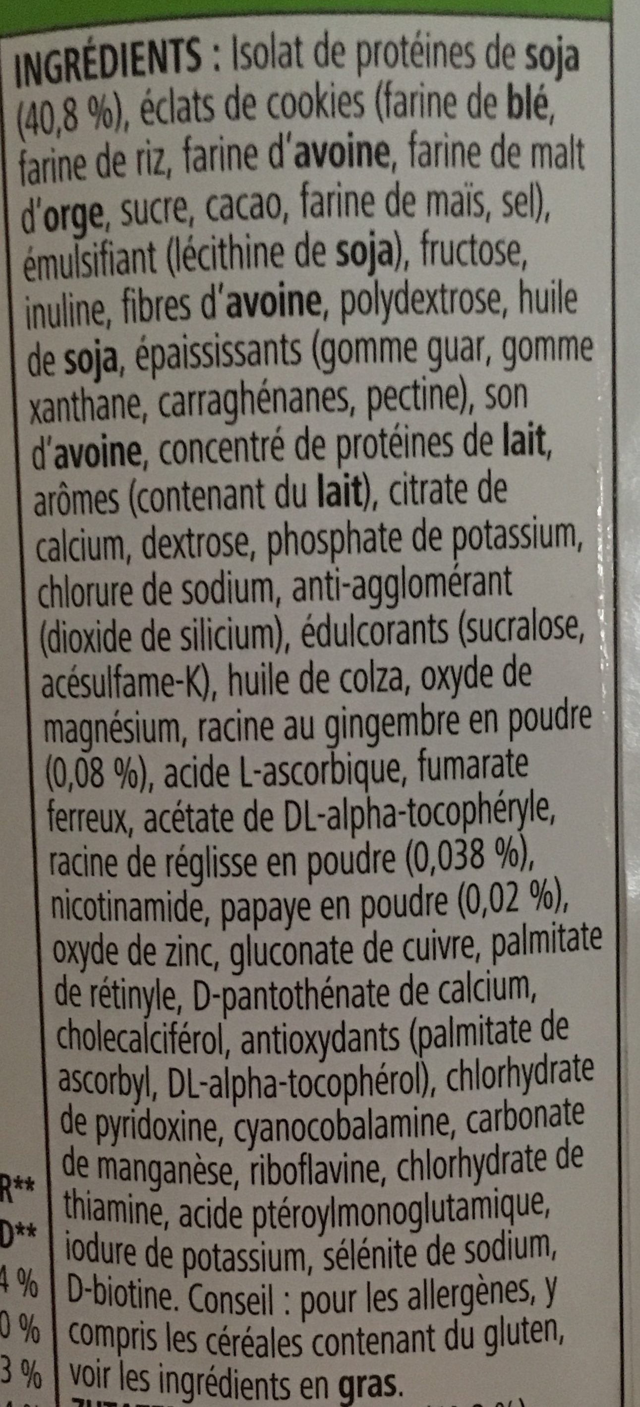 Boisson nutritionnelle - Ingrédients