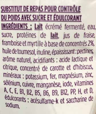Repas à boire minceur saveur fruits rouges GERLINEA - Ingredientes - fr