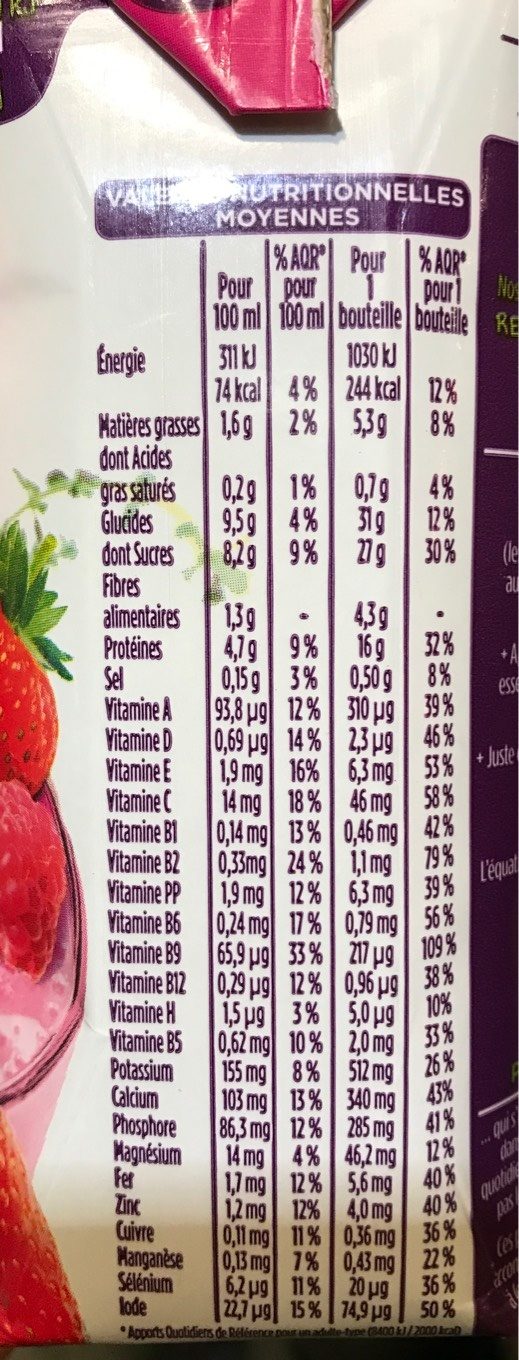 Repas à boire minceur saveur fruits rouges GERLINEA - Nutrition facts - fr