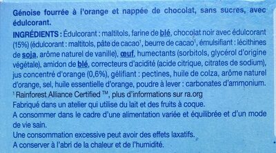 Génoise chocolat orange Gerblé sans sucres - Ingrediënten - fr