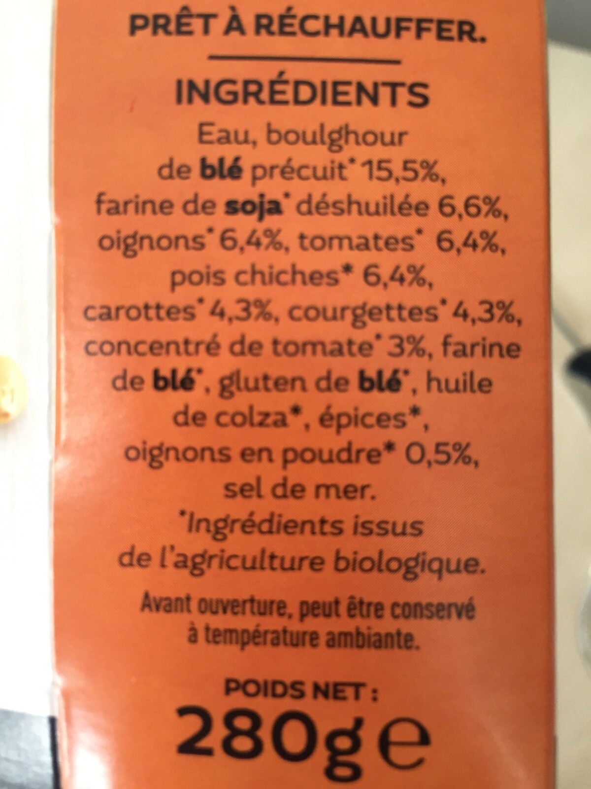 Les Cuisinés Veggie - Couscous aux émincés soja & blé - Ingredients - fr