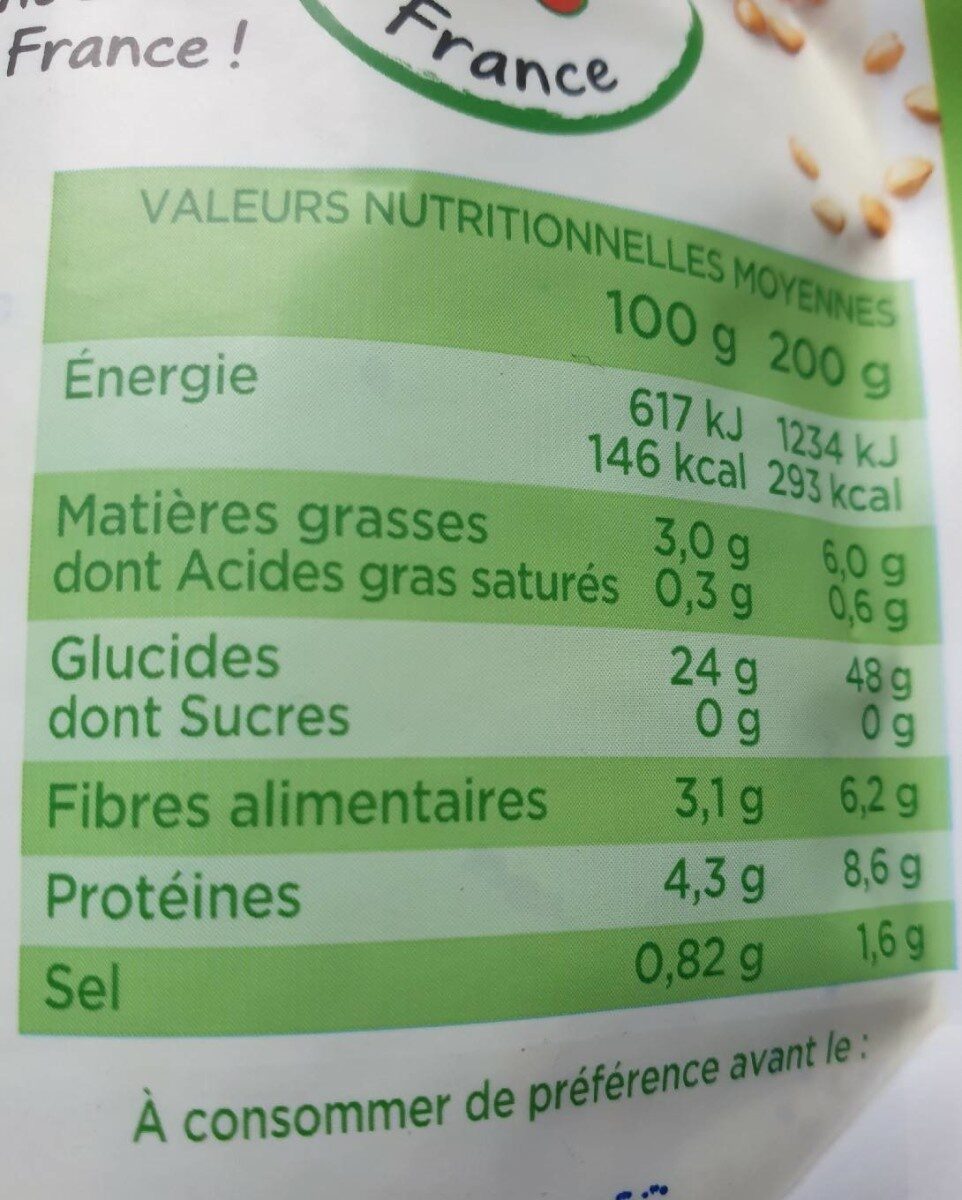 Boulghour Quinoa & Kasha - Nutrition facts - fr