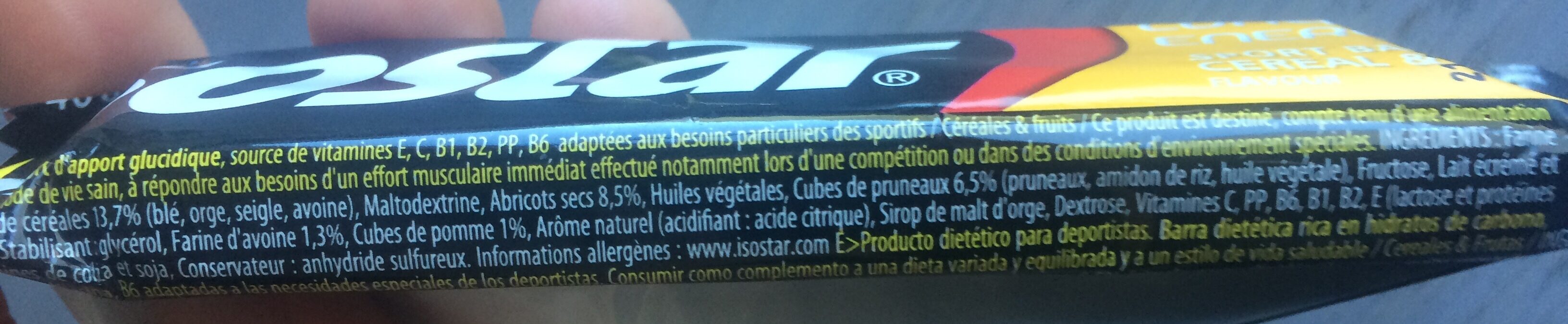 Isostar Long Distance Endurance Barre Sport Céréales & Fruits - Ingredienser - fr