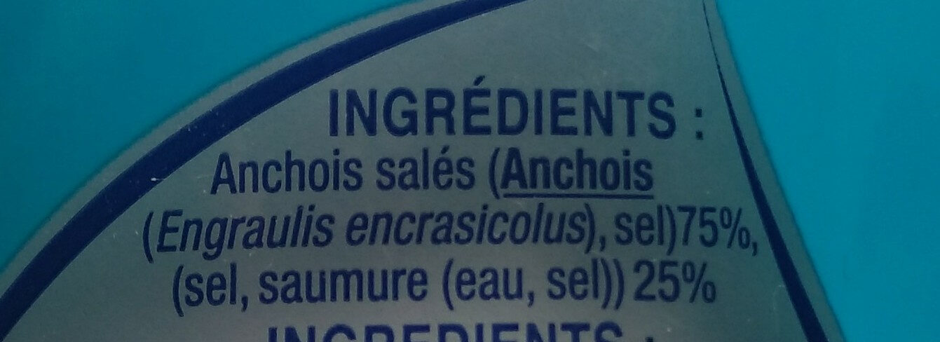 Anchois au sel - Ingrédients