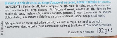 Sable coco cacao au sirop d agave - Ingrédients
