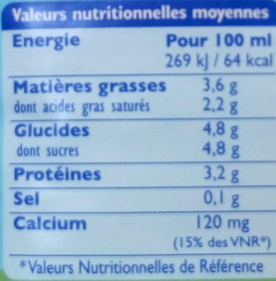 grandLait lait frais de montagne - Nutrition facts - fr