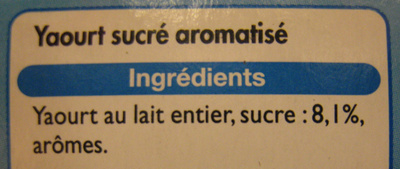 Yaourts aromatisés au Lait Entier (10 Parfums) 16 Pots - Ingredients - fr