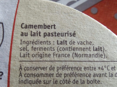 Camembert (21% MG) - Ingredients - fr