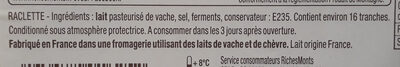 Fromage La Raclette Classique - Ingrédients