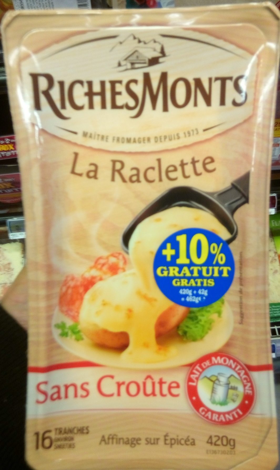 La Raclette sans croûte (+10 % gratuit) - Produit