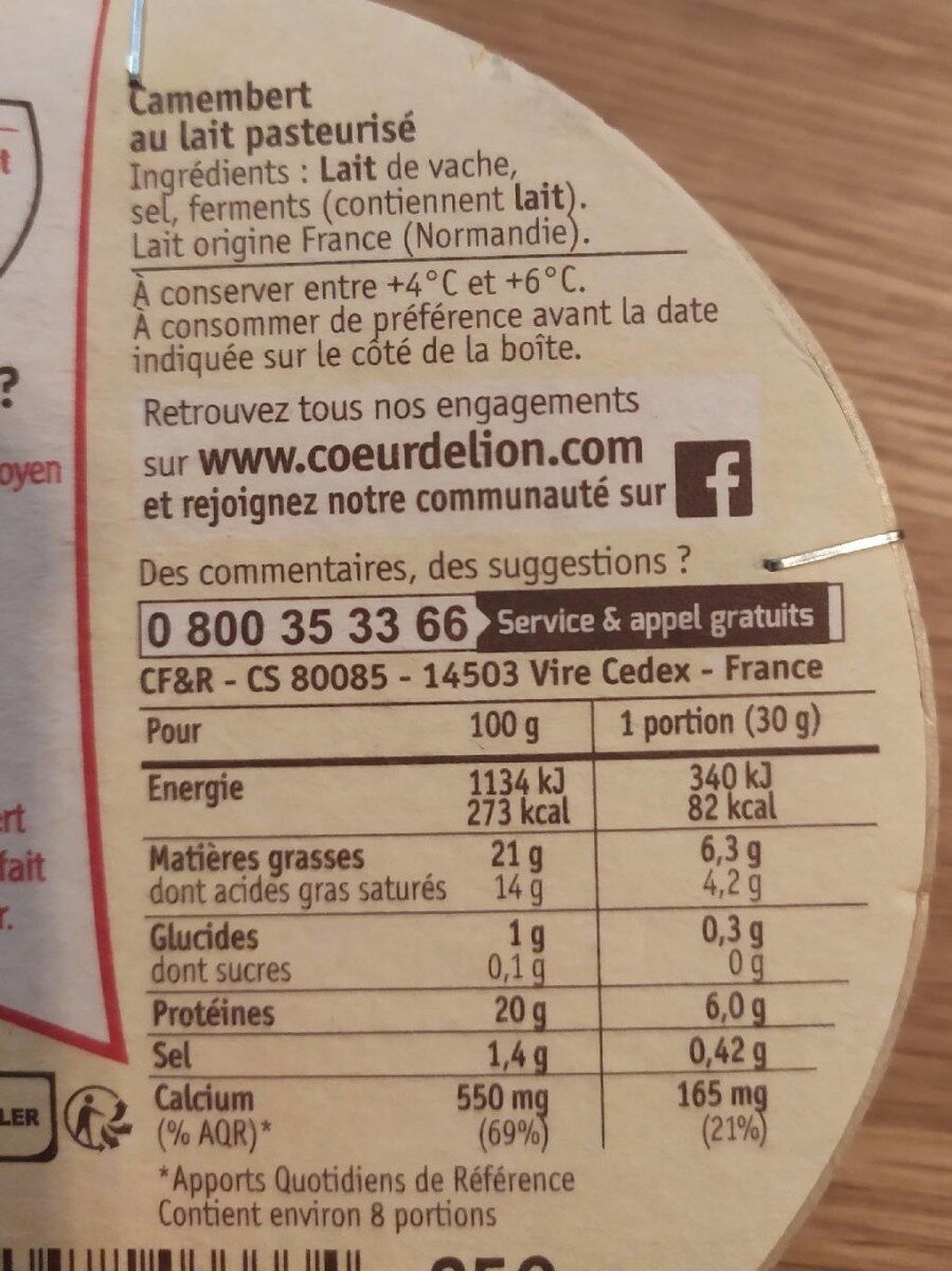 Camembert - Ernæringsinnhold - fr