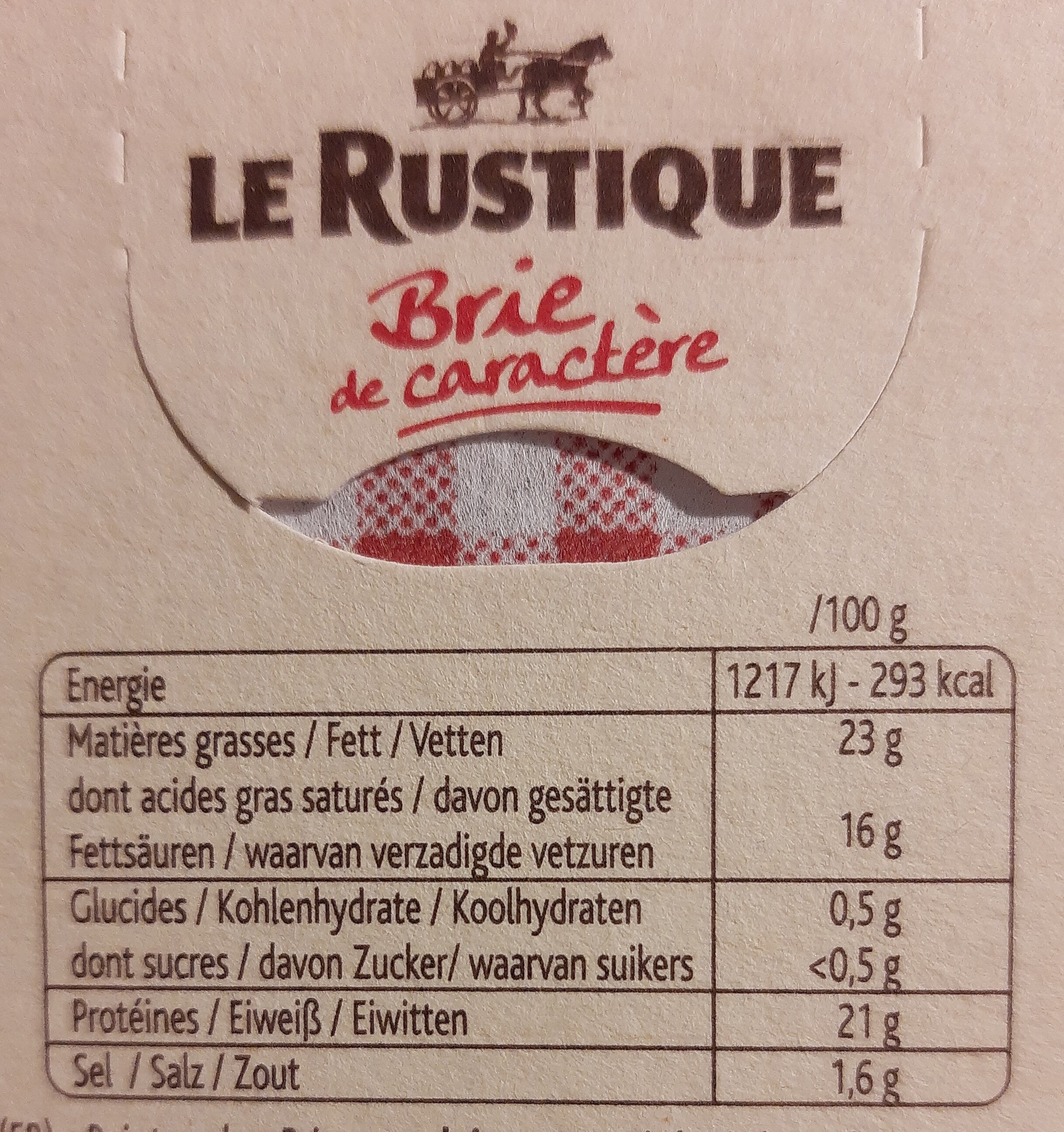 Brie de caractère (23 % MG) - Tableau nutritionnel