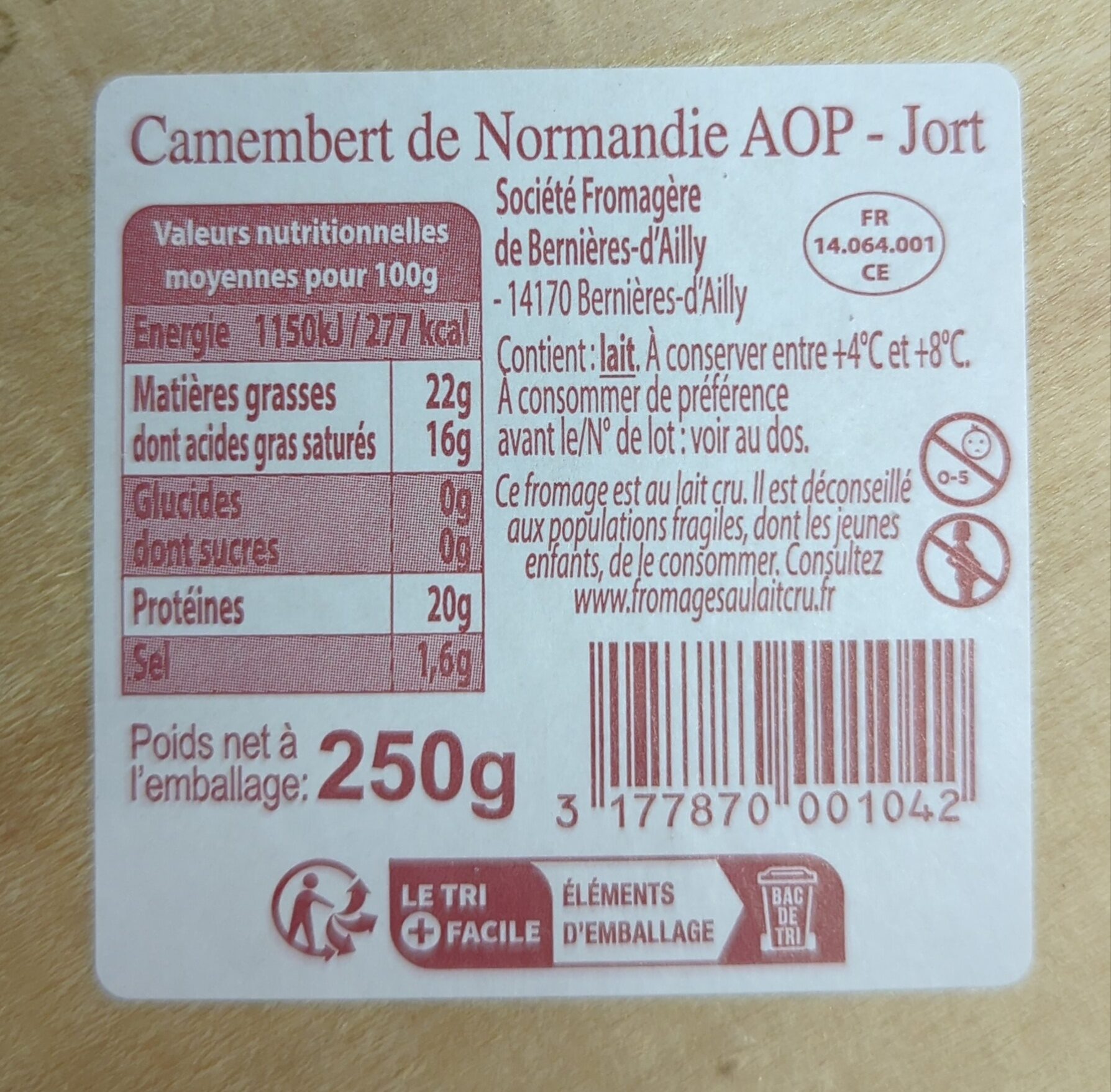 Camembert de Normandie - Instruction de recyclage et/ou informations d'emballage