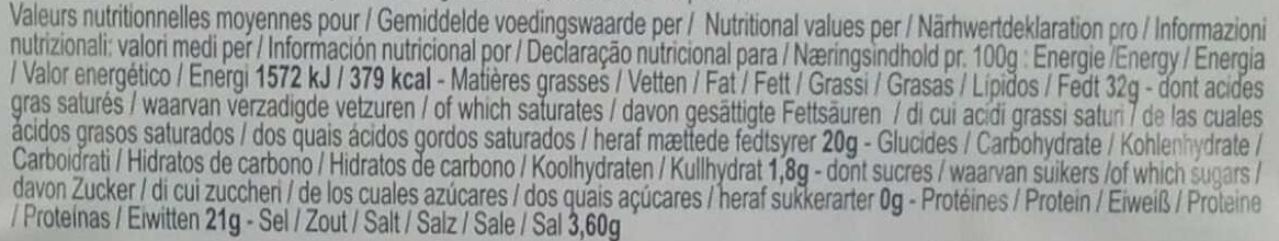 Roquefort - Informació nutricional - fr