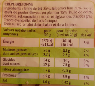Crêpes bretonnes St Michel - Ingredienser - fr