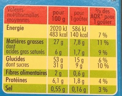 Tronches de Cake - Moelleux Choco-Lait - Información nutricional - fr