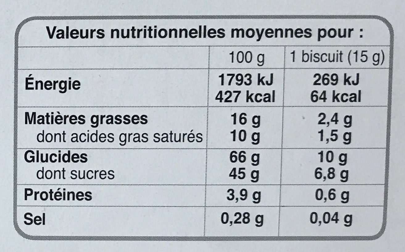 Tartelettes Fraise - Nutrition facts - fr