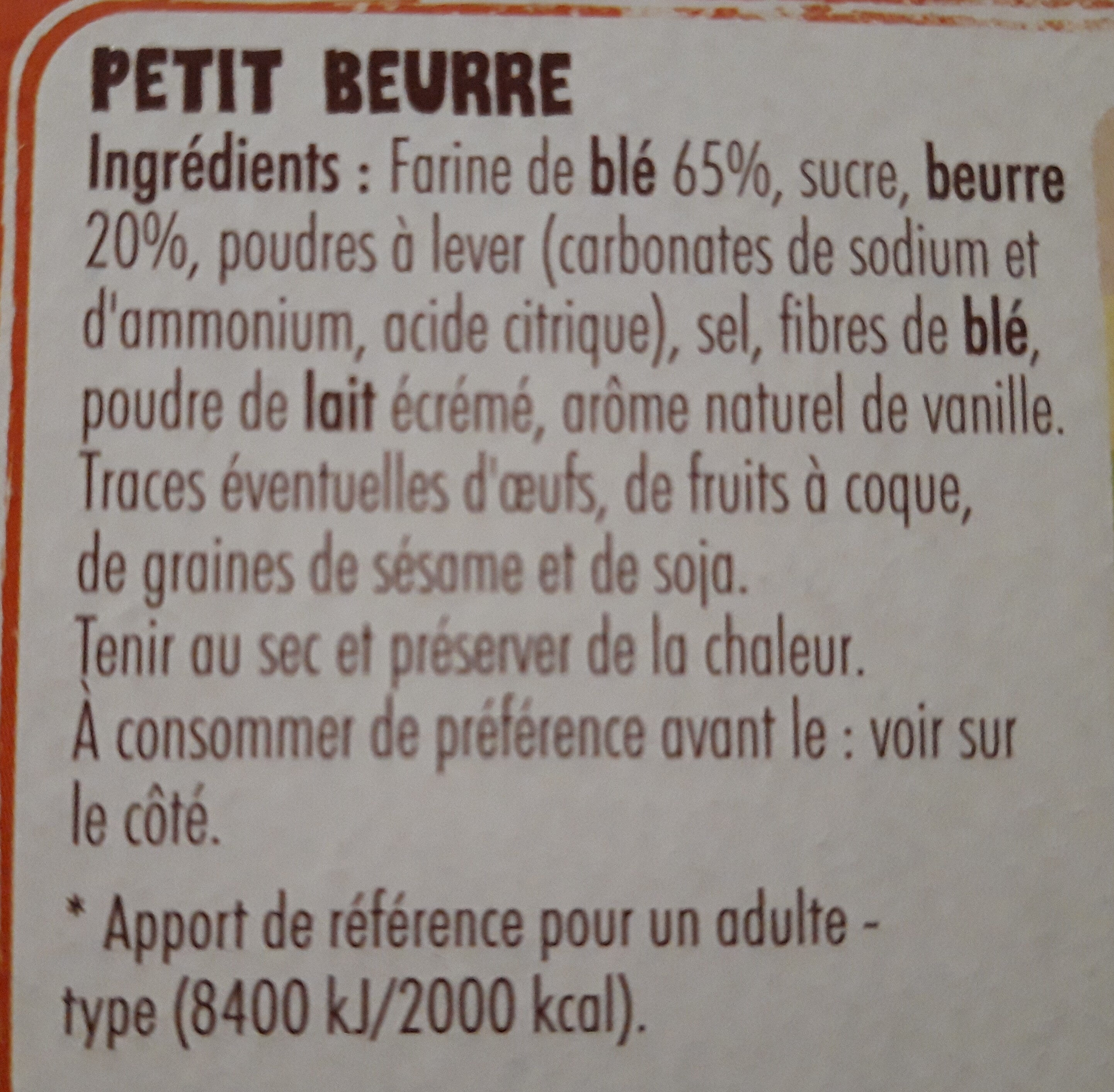 Le Petit St Michel - Petit beurre - Ingrediënten - fr