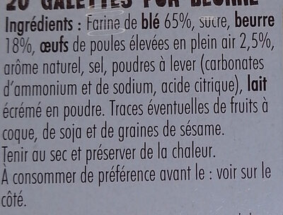 Galettes au bon beurre - Ingredienser - fr