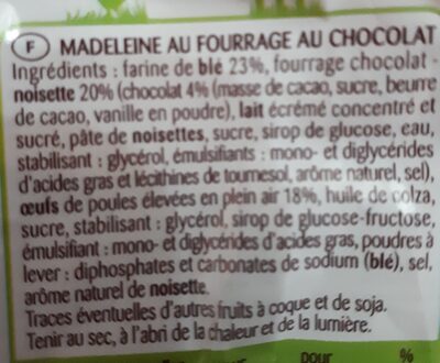 Madeleines cœur au bon chocolat - Ingredients - fr