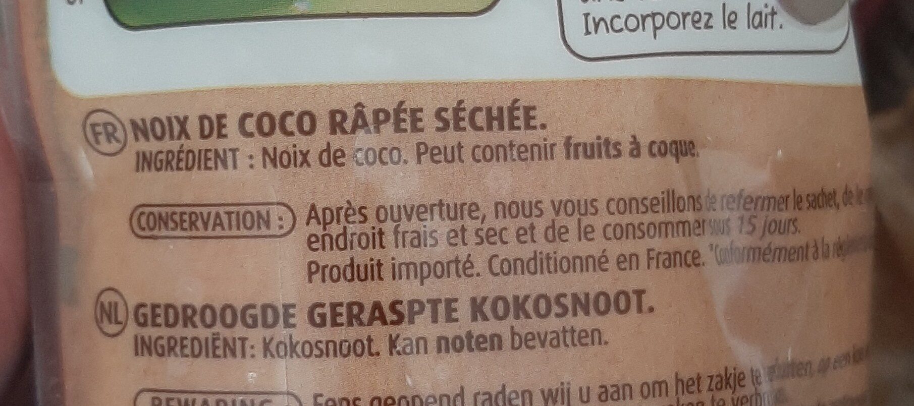 noix de coco râpée - Ingrediënten - fr
