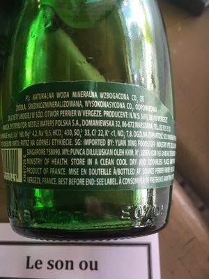 Liste des ingrédients du produit Perrier เปอริเอ้, Perrier 330 mL