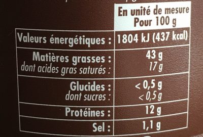 Rillettes pur porc - Nutrition facts - fr