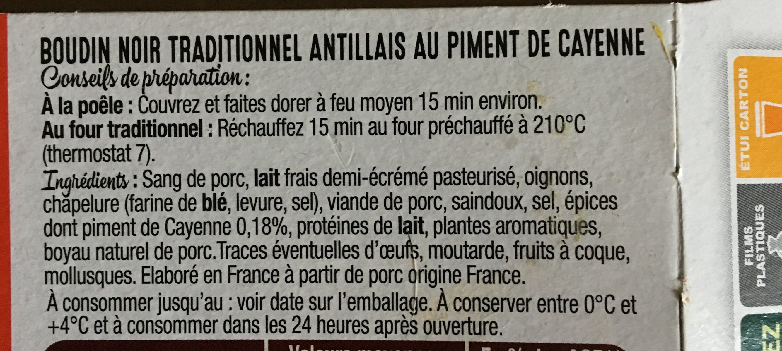 Boudin traditionnel antillais - Ingredients - fr