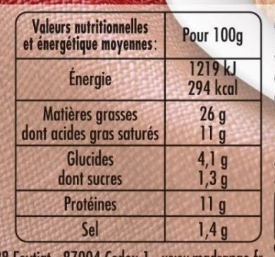 Mousse de Foie et sa pointe de crème - Taux de sel réduit* (-25%) - Näringsfakta - fr