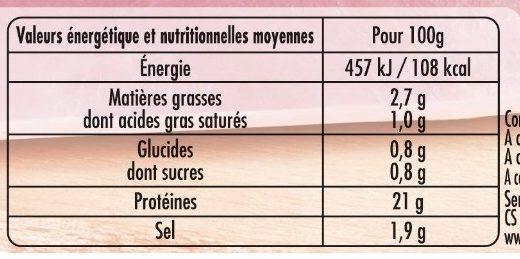 Mon Jambon supérieur BIO 4tr - Nutrition facts - fr