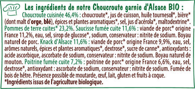 Choucroute garnie d’Alsace Bio VPF 345g - Ingredients - fr