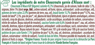 Choucroute garnie d’Alsace VPF VBF 700g - Ingrédients