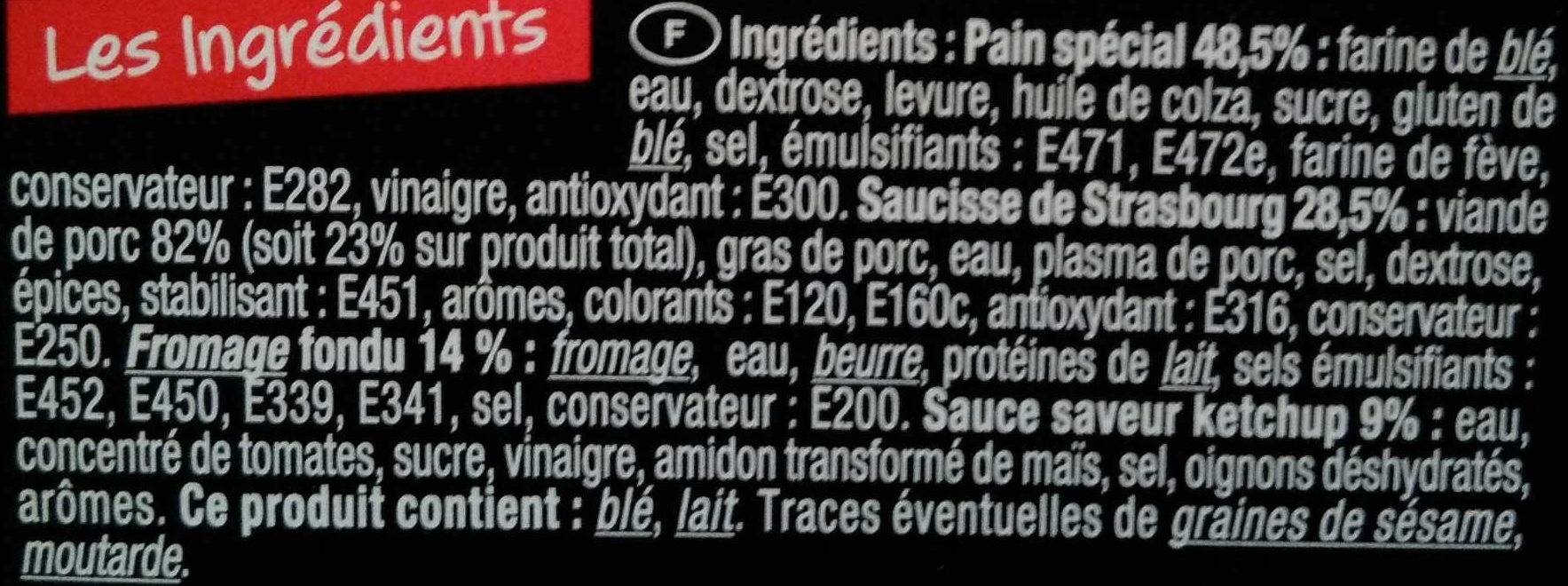 Hot dog ketchup - Ingredients - fr