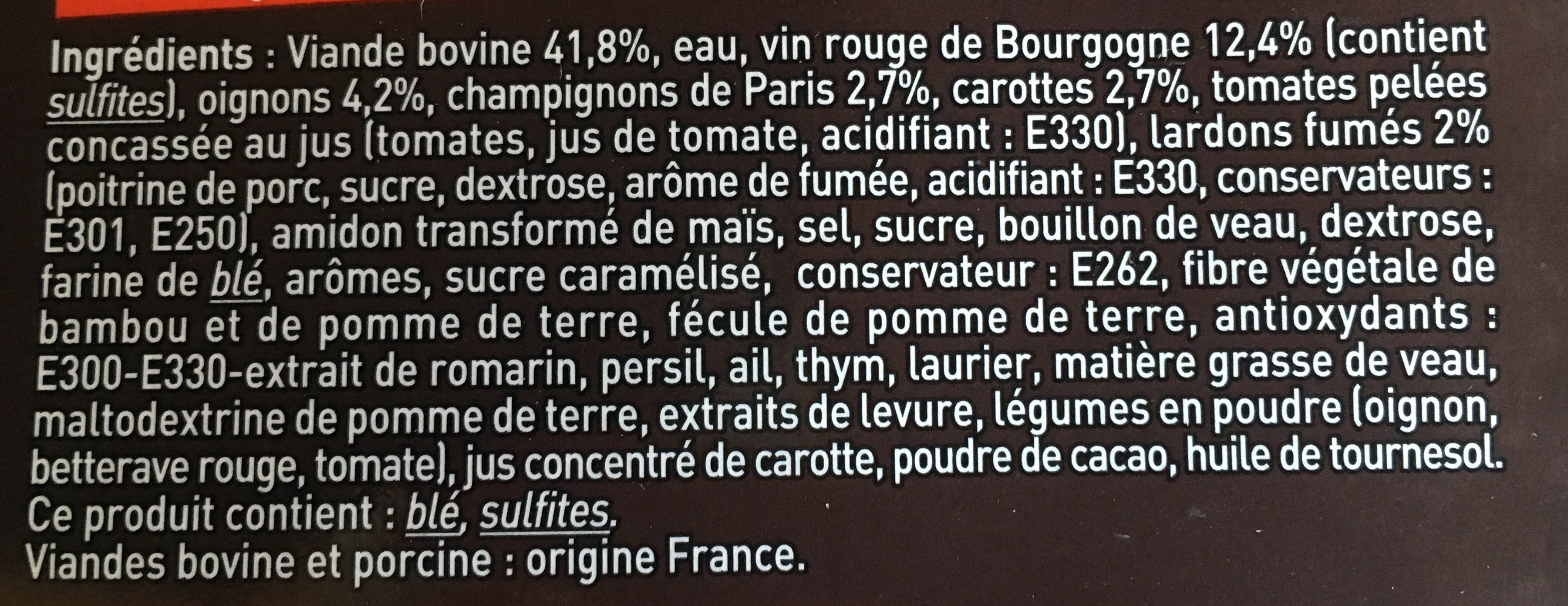 Bœuf Bourguignon Mitonné au Vin de Bourgogne - Ingredienser - fr